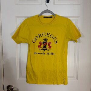 Brian Lichtenberg Gorgeous Beverly Hills Graphic Tee Yellow Short Sleeve Small